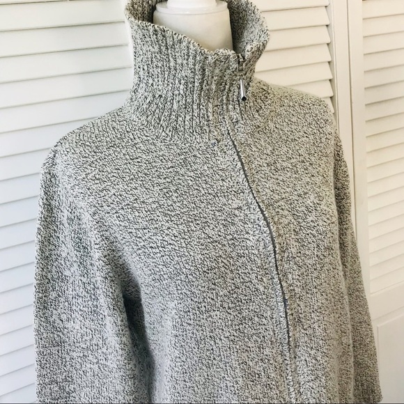 2/$25 KAREN SCOTT White Gray Zip Up Turtleneck Sweater Size Large - Picture 3 of 10
